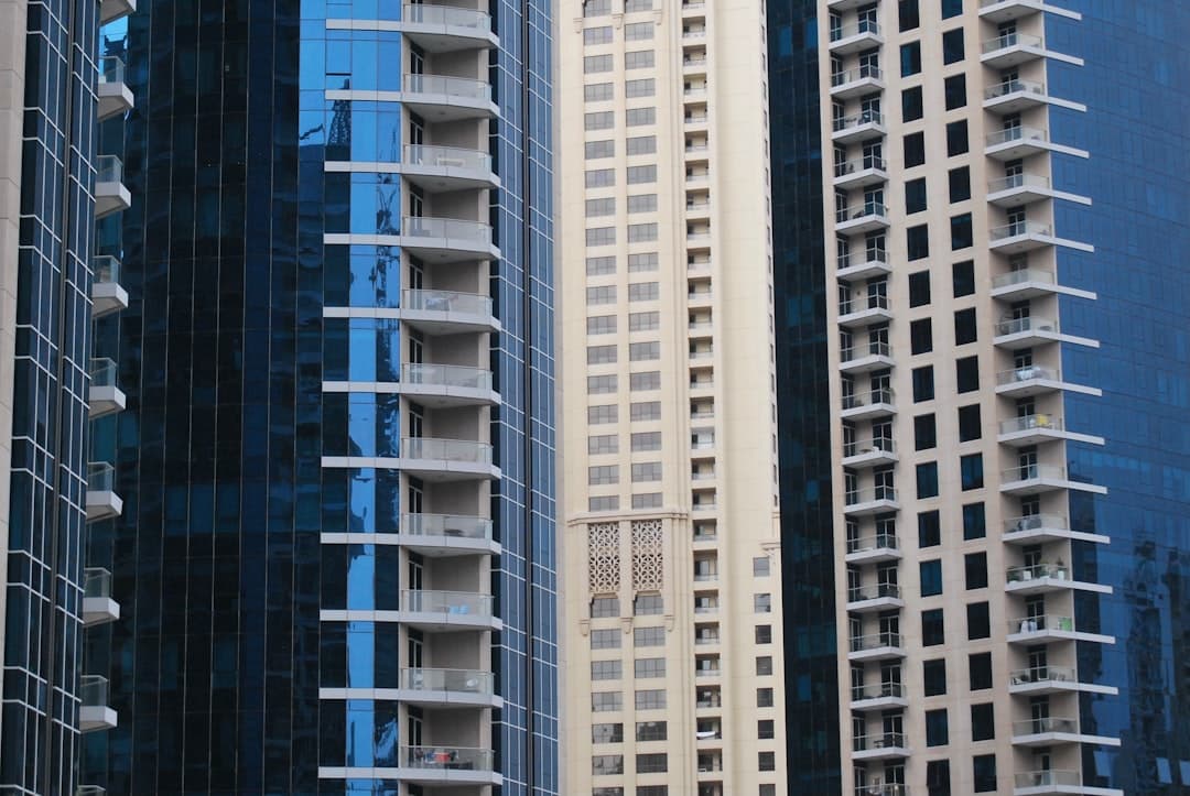 Residential buildings in Ajman with large windows