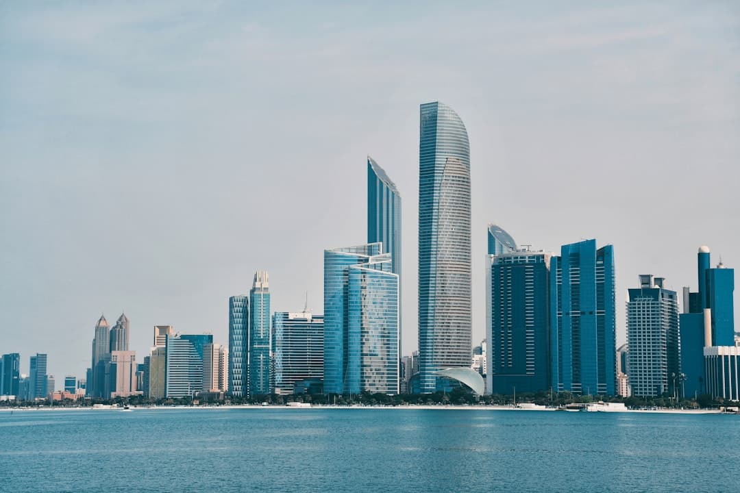Modern residential building in Abu Dhabi with glass facade