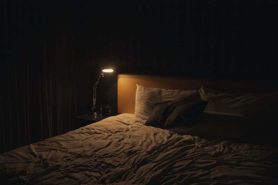 Dark cosy bedroom with blackout window film