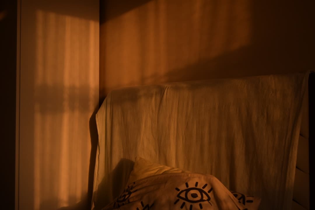 Restful dark room with blackout film installed