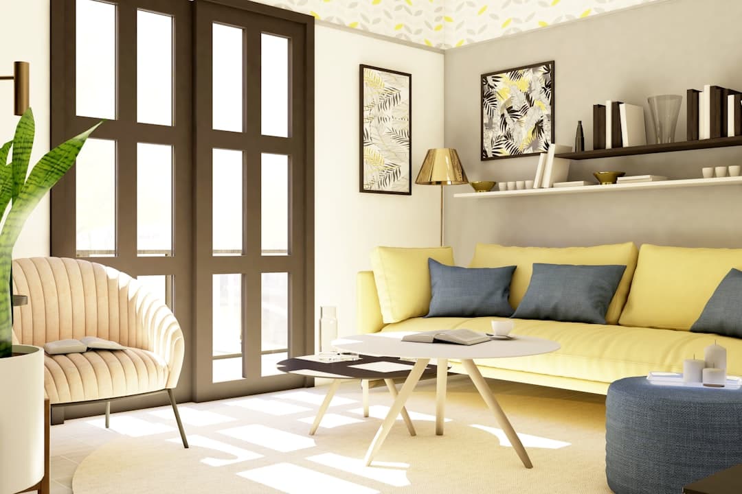 Comfortable living room interior with natural light and privacy