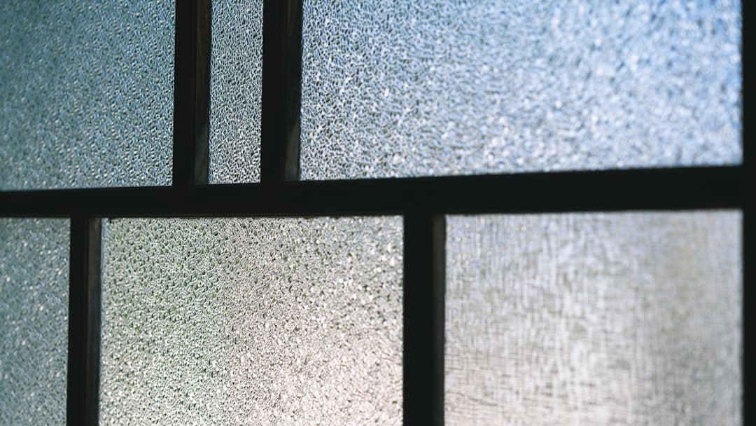 Close-up detail of frosted window glass