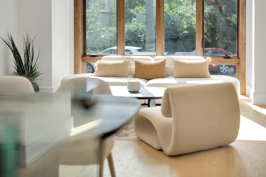 Modern living room with switchable smart film windows